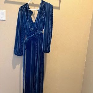 Dark blue velvet jumpsuit